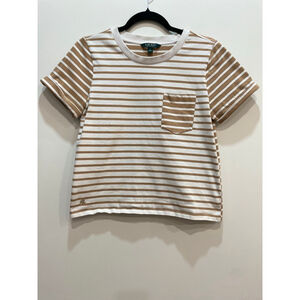 LAUREN Ralph Lauren Striped Short Sleeve Baby Tee M Cotton Y2K Preppy Grunge